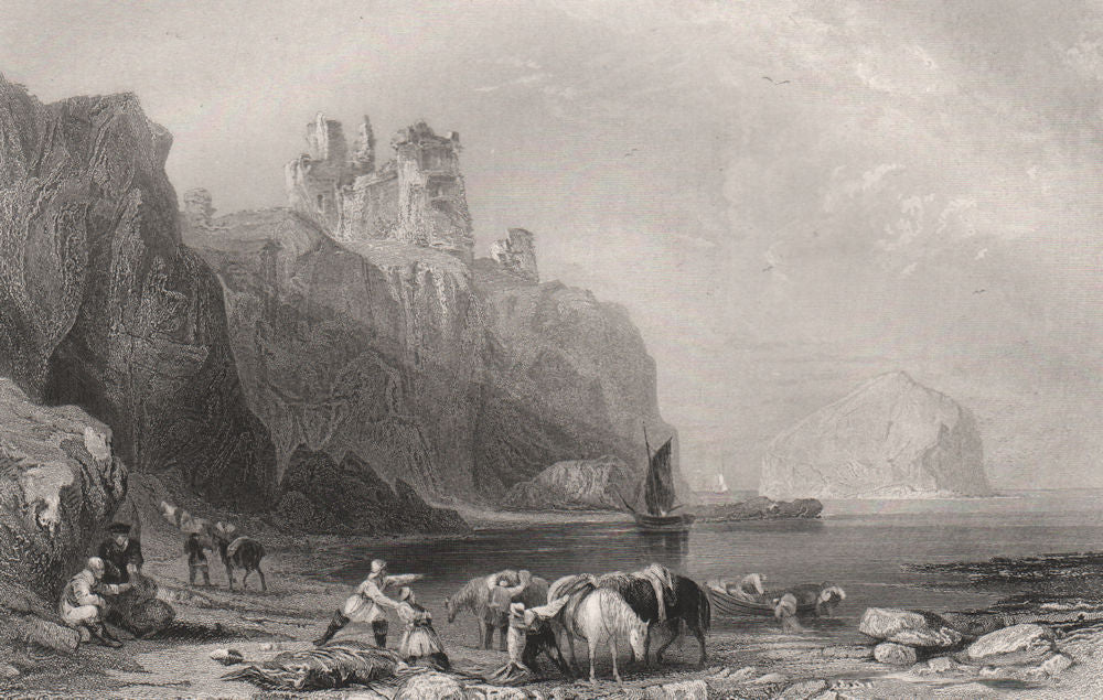 Tamtallan (Tantallon) Castle. East-Lothian. Scotland. ALLOM c1840 old print